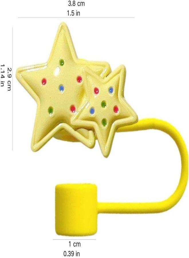 WLngtv Cute Star Reusable Straw Toppers Drinking Straw Covers,Silicone Glitter Straw Cover for Stanley Cup, Cute Glitter Star Straw Toppers for Tumblers Cup Accessories (Blue) - Image 3